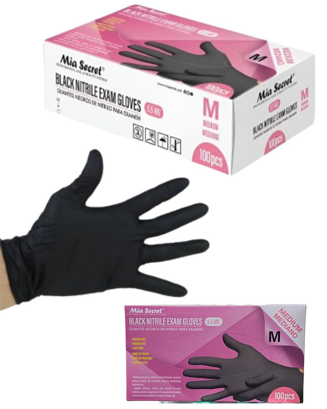 [842342116540] GUANTES NEGRO MIA SECRET TALLA "M" (6540) 100PCS