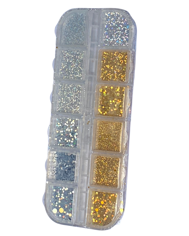 [NAILLE0034] PASTILLERO DE FLAKES PASTD 1-3,  DORADO Y  PLATEADO  (NAILLE0034)