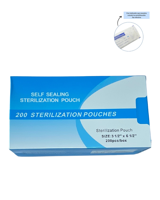 [ML1429] BOLSA DE ESTIRILIZACION AUNTOSELLABLE 200 unidades  SIZE: 3 1/2 ¨X5 x 6 1/2¨(90x165mm)