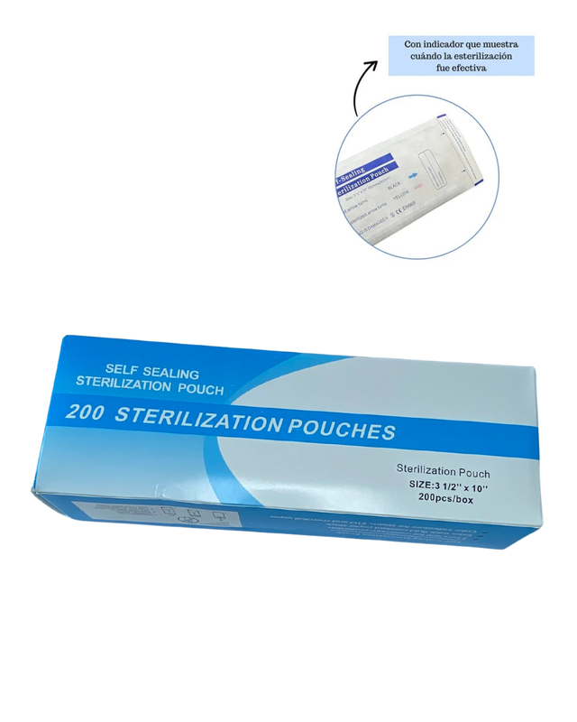 [ML1516] BOLSA DE ESTIRILIZACION AUNTOSELLABLE 200 unidades  SIZE: 3 1/2 ¨X5 x 10¨(90x260mm)