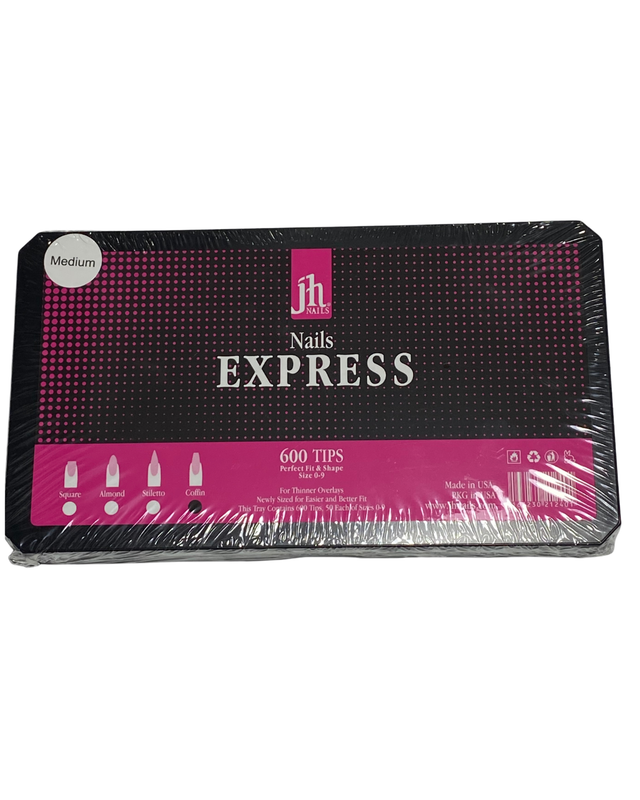 [3163230212401] NAILS EXPRESS CASE BLACK COFFIN MEDIUM 600 TIPS JH